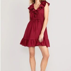 Old Navy Burgundy Ruffle Mini Dress